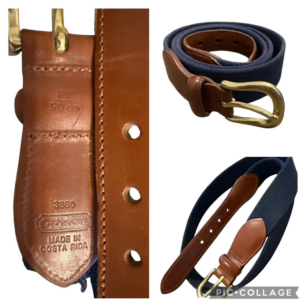 Coach Canvas Leather Mens Belt